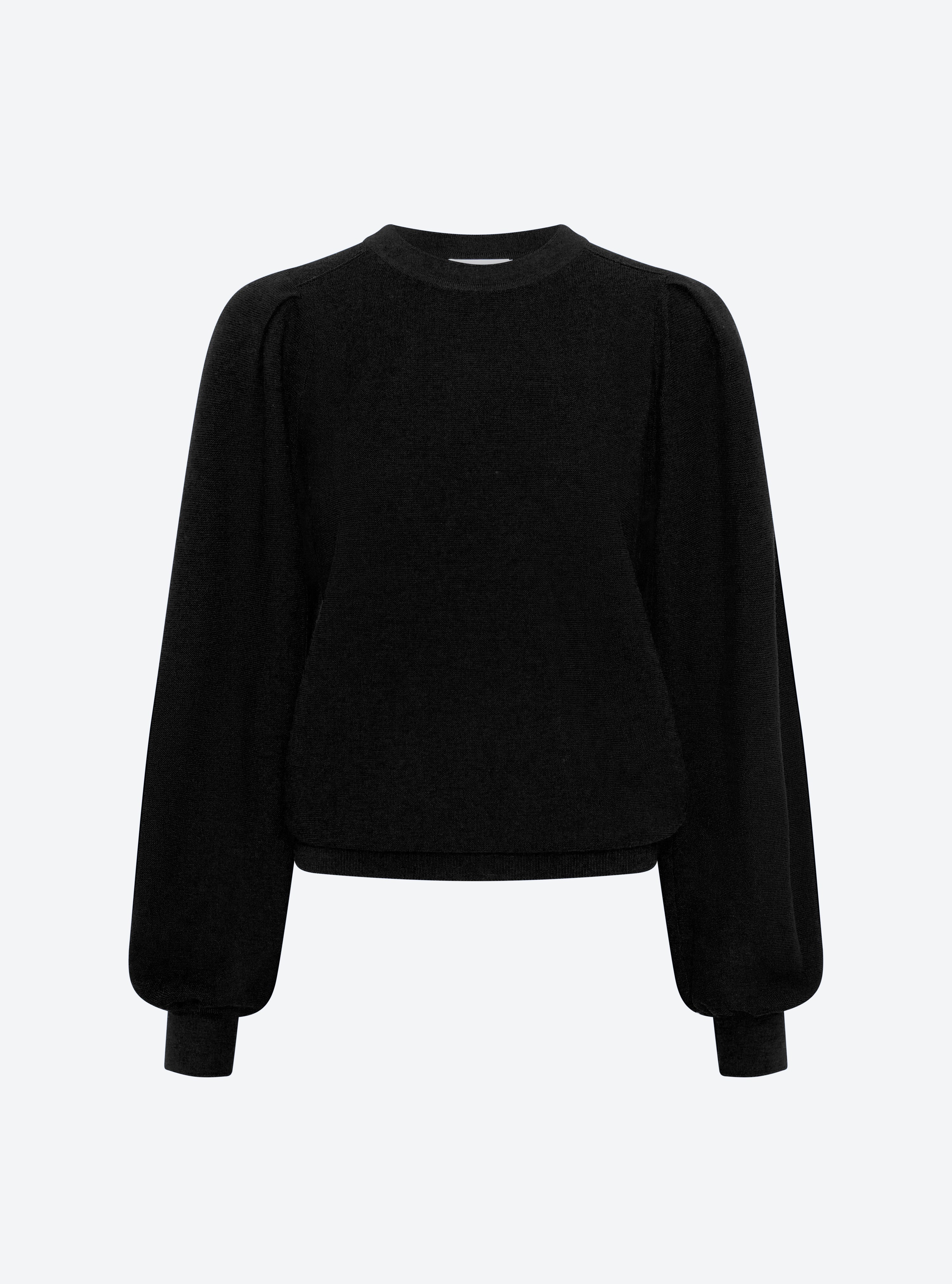 Pull fin manches froncées noir profond - Molli_packshot