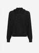 Wide knit top flounced neckline