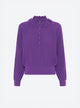 Wide knit top flounced neckline