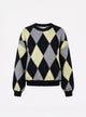 Fine knit sweater in argyle jacquard
