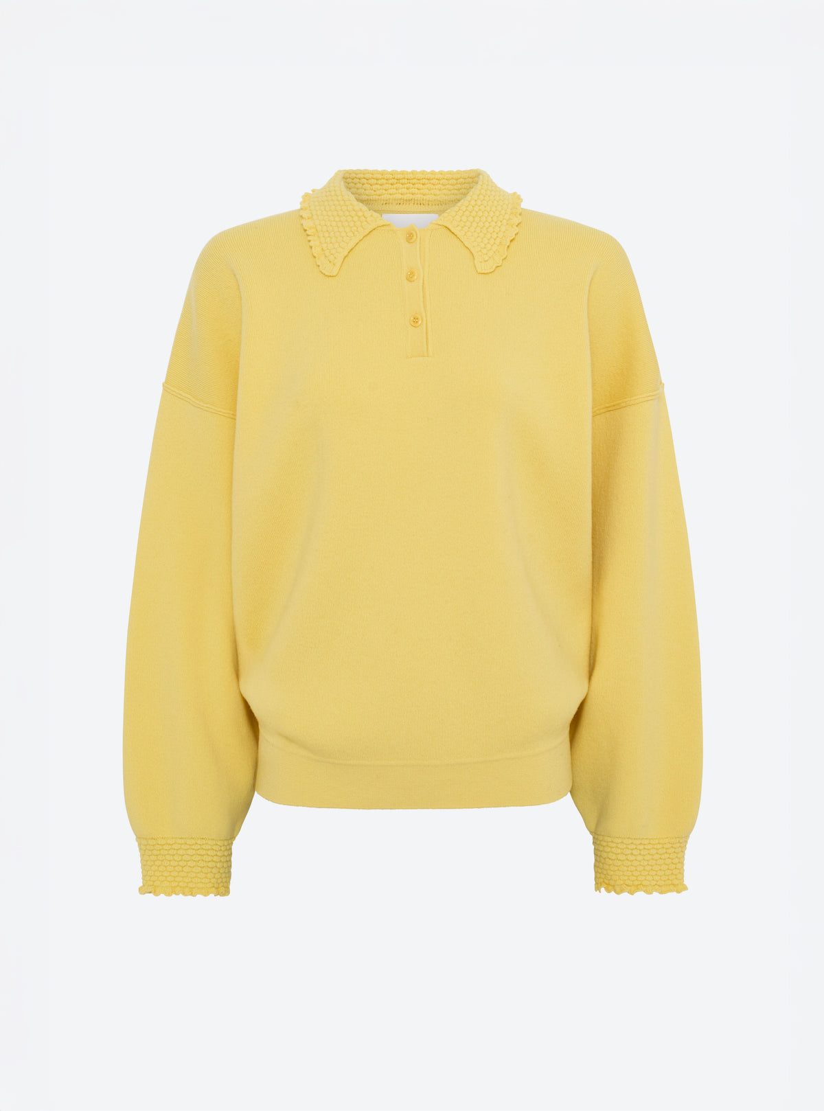 Polo moelleux col volanté bouton d or - Molli_packshot