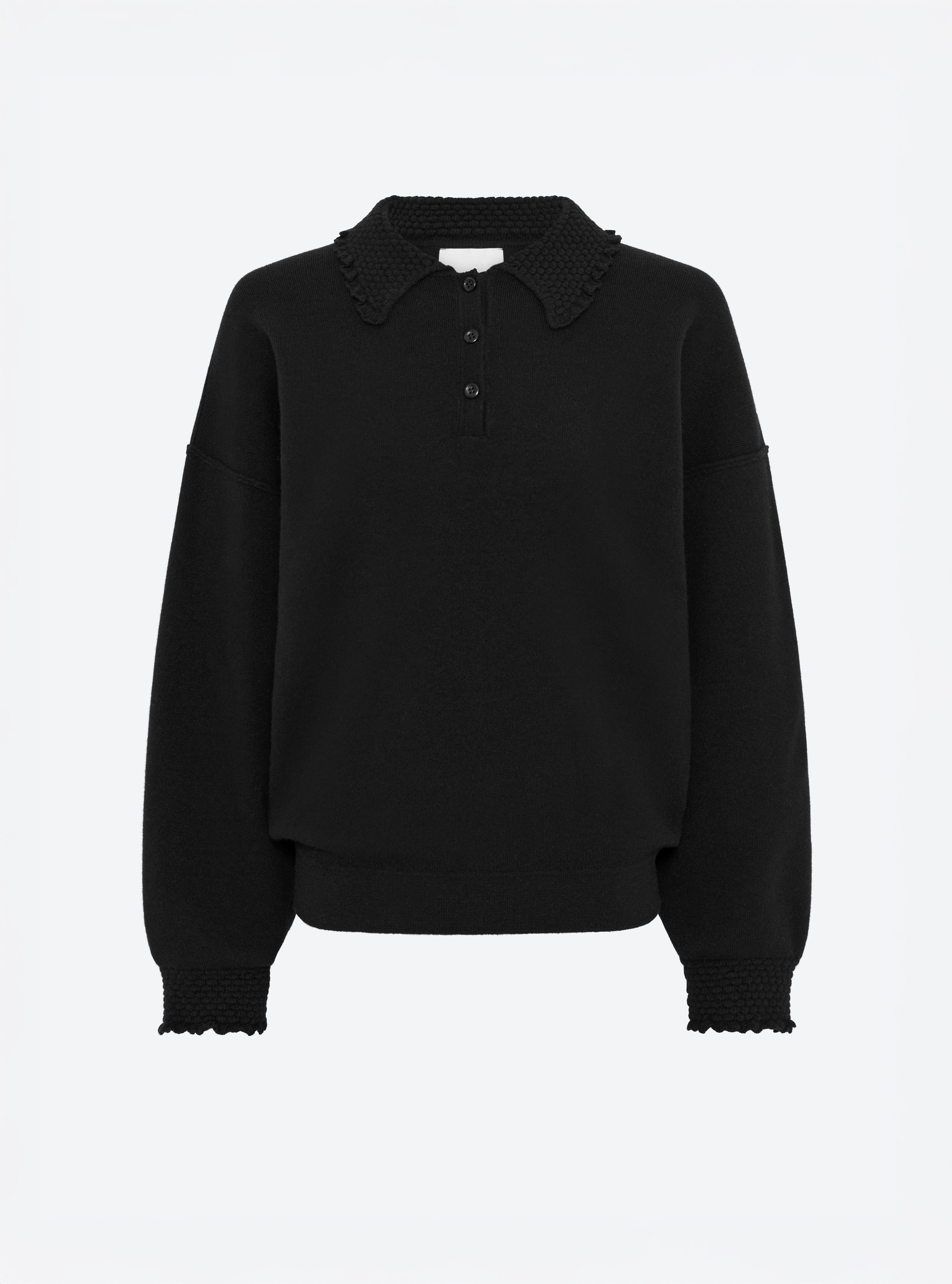 pull col volanté noir profond - Molli_packshot