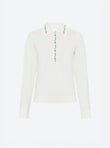 Knit shirt with embroidered flowers