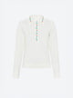 Knit shirt with embroidered flowers
