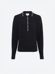 Knit shirt with embroidered flowers
