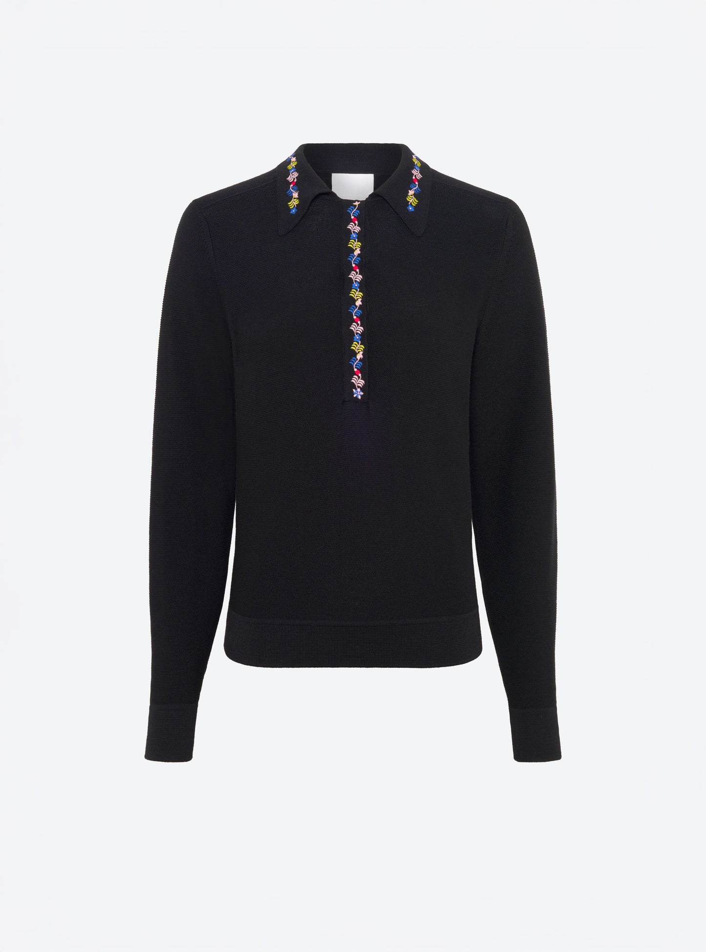 Chemise maille brodée fleurs noir profond - Molli_packshot