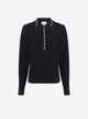 Knit shirt with embroidered flowers