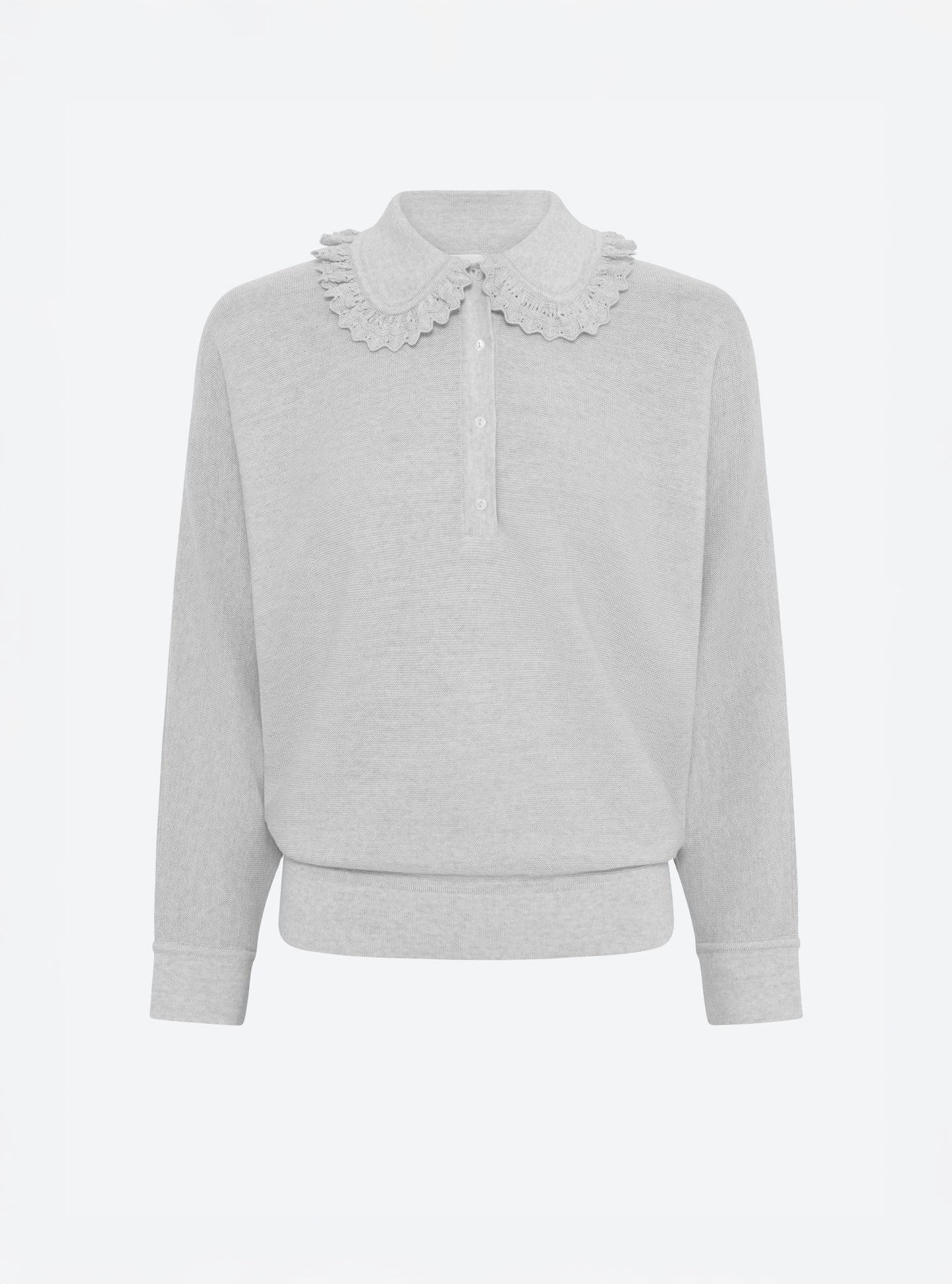 Top ample col dentelle gris chine clair - Molli_packshot