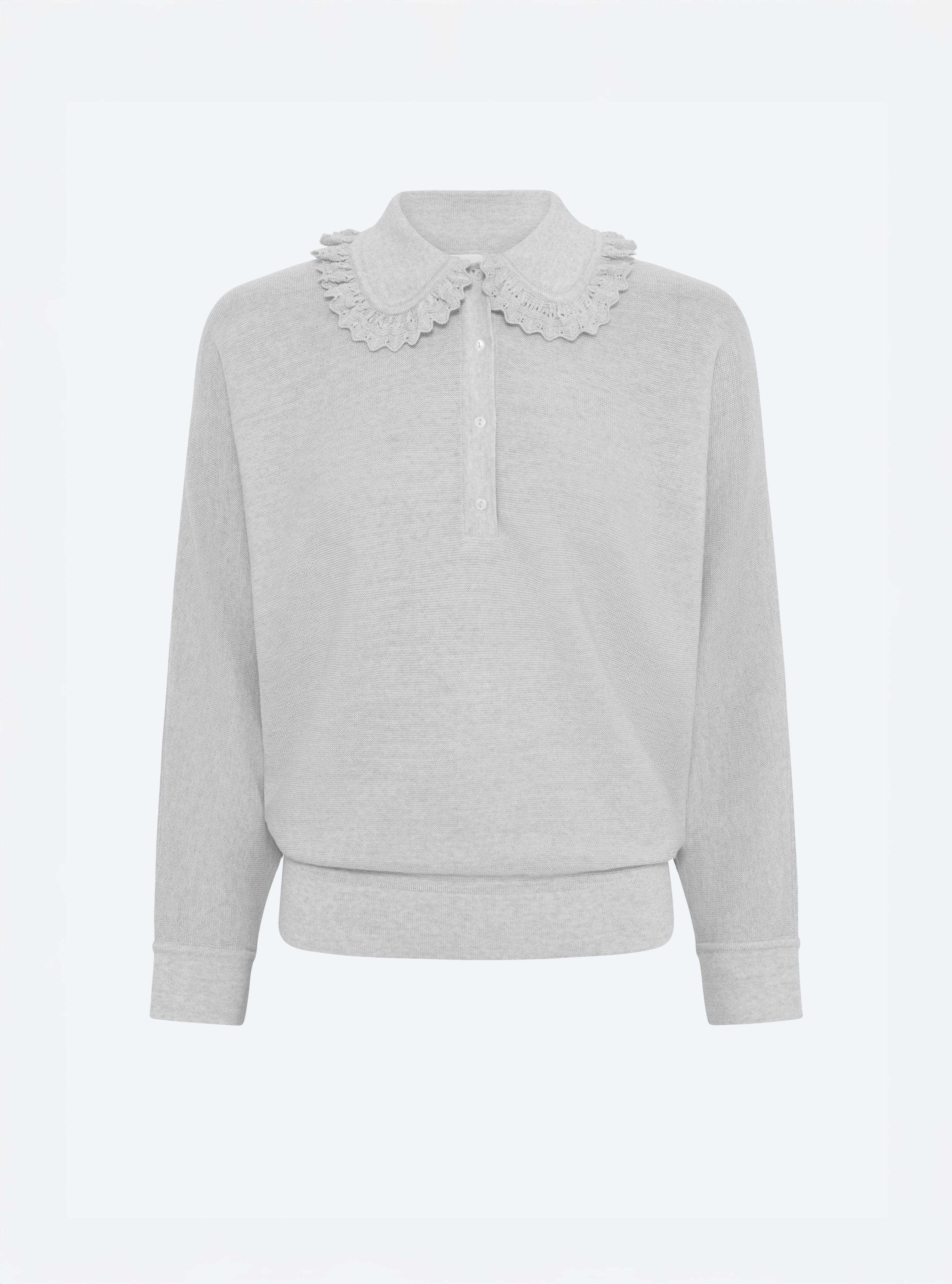 Top ample col dentelle gris chine clair - Molli_packshot