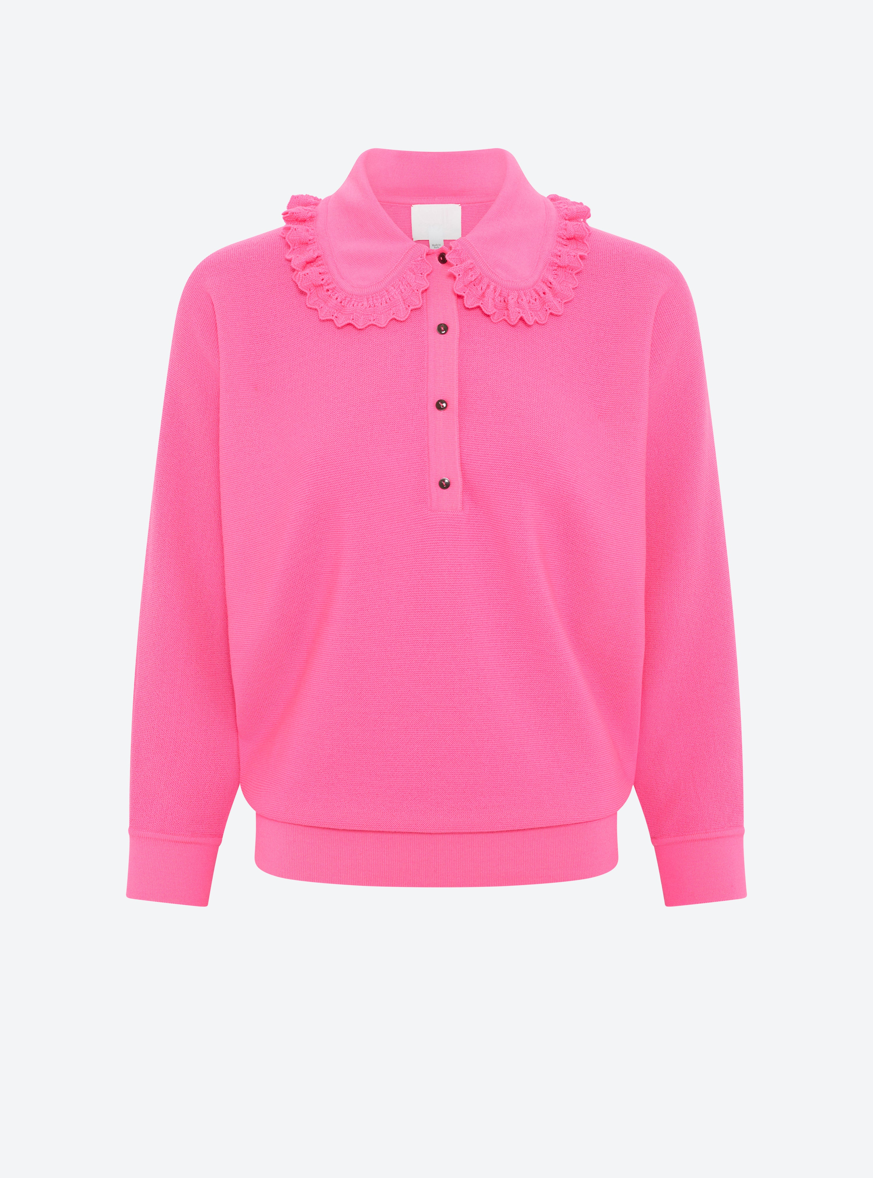 Top ample col dentelle rose fluo - Molli_packshot