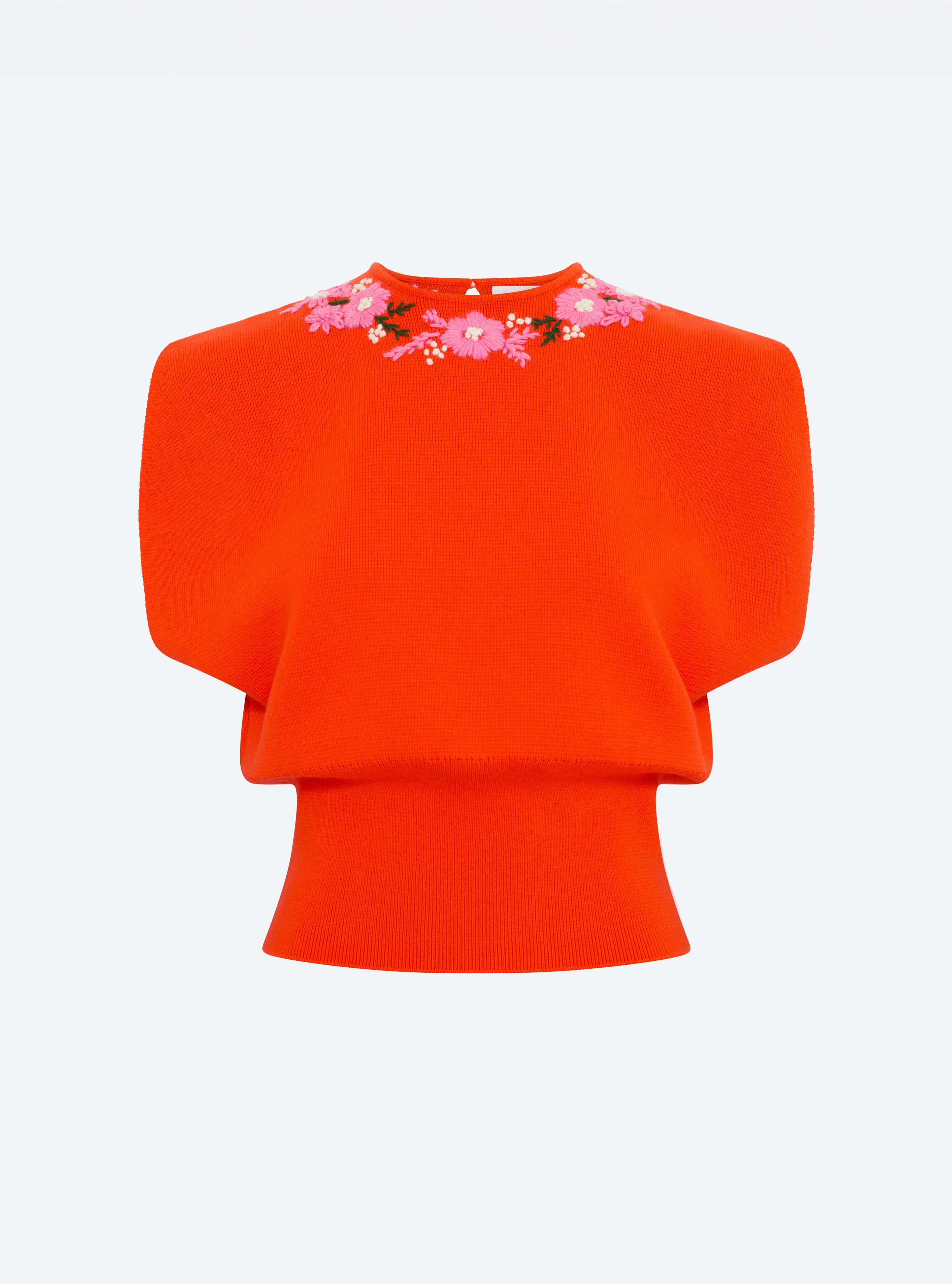 Top maille détails brodés main orange sanguine-cadillac - Molli_packshot