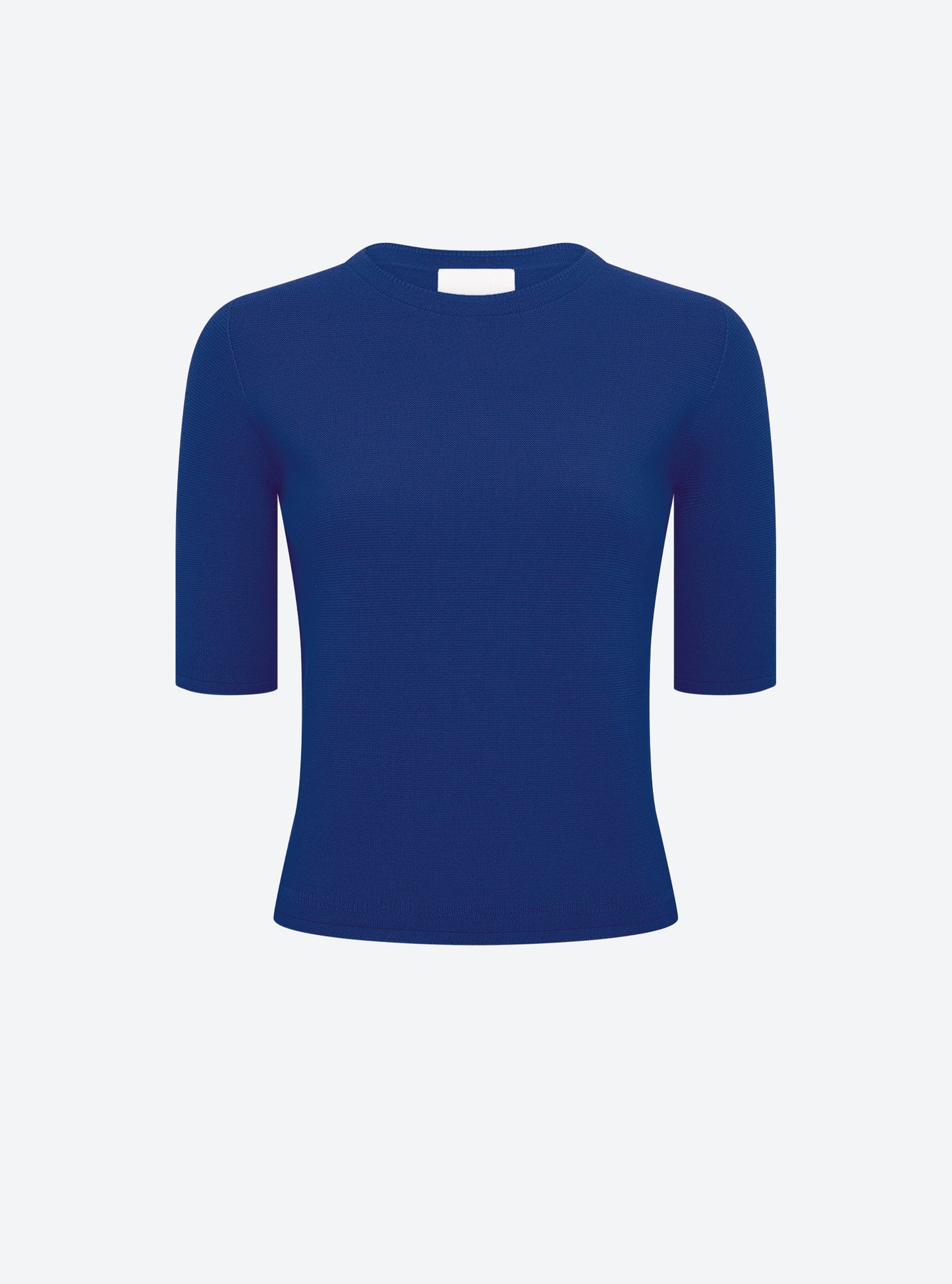 Top fin maille manches coudes bleu faience - Molli_packshot
