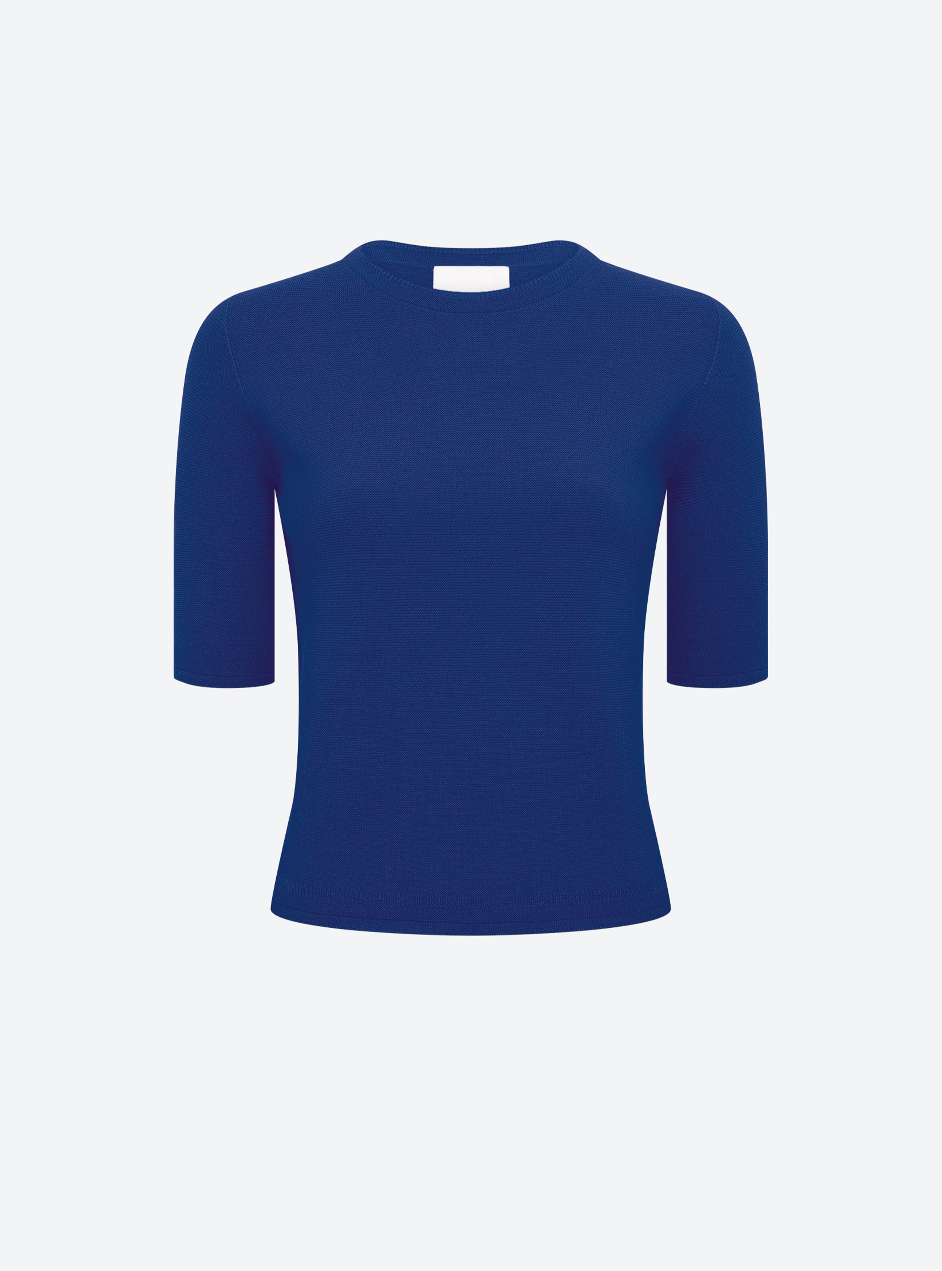 Top fin maille manches coudes bleu faience - Molli_packshot
