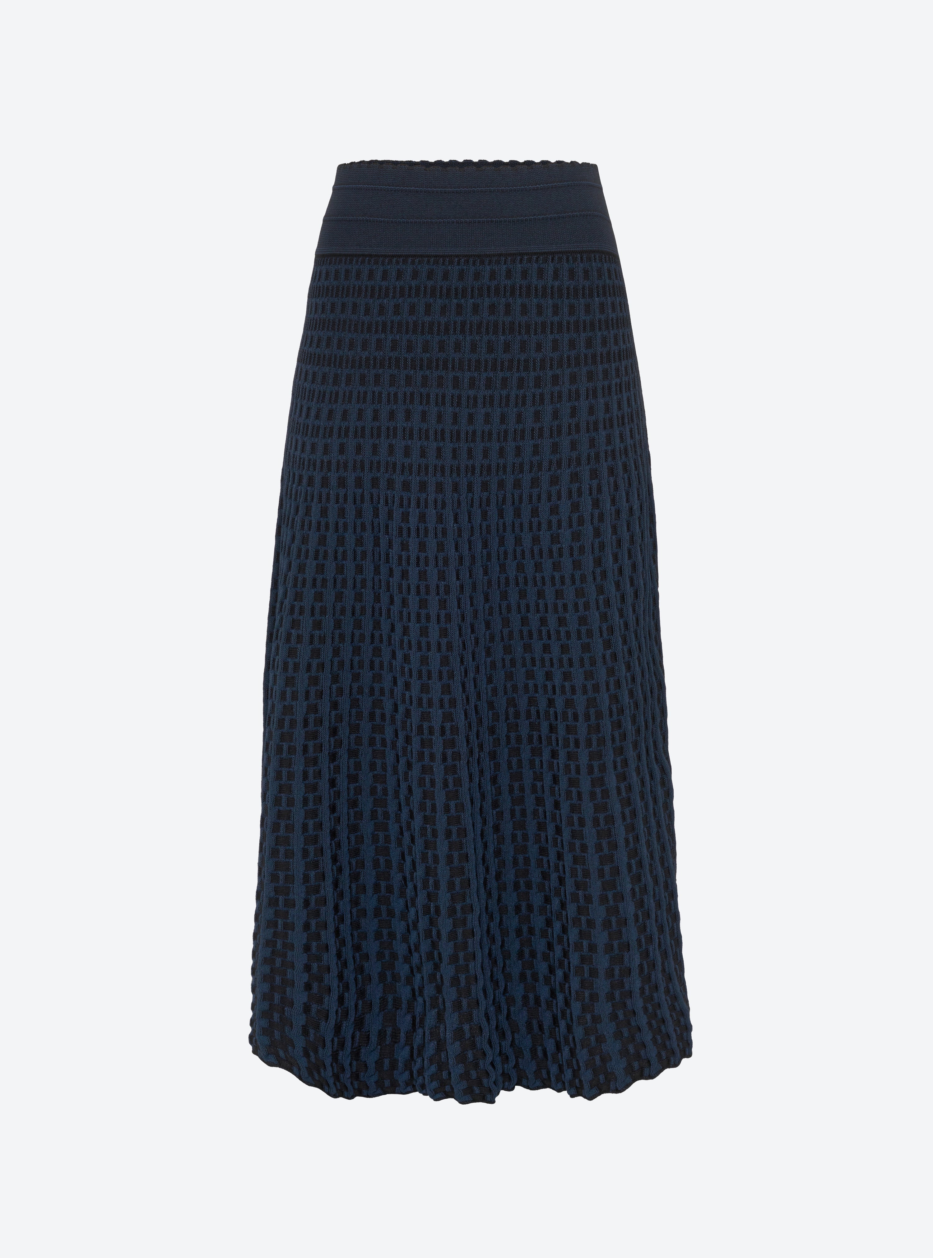 Jupe longue maille cannage noir profond-nuit - Molli_packshot