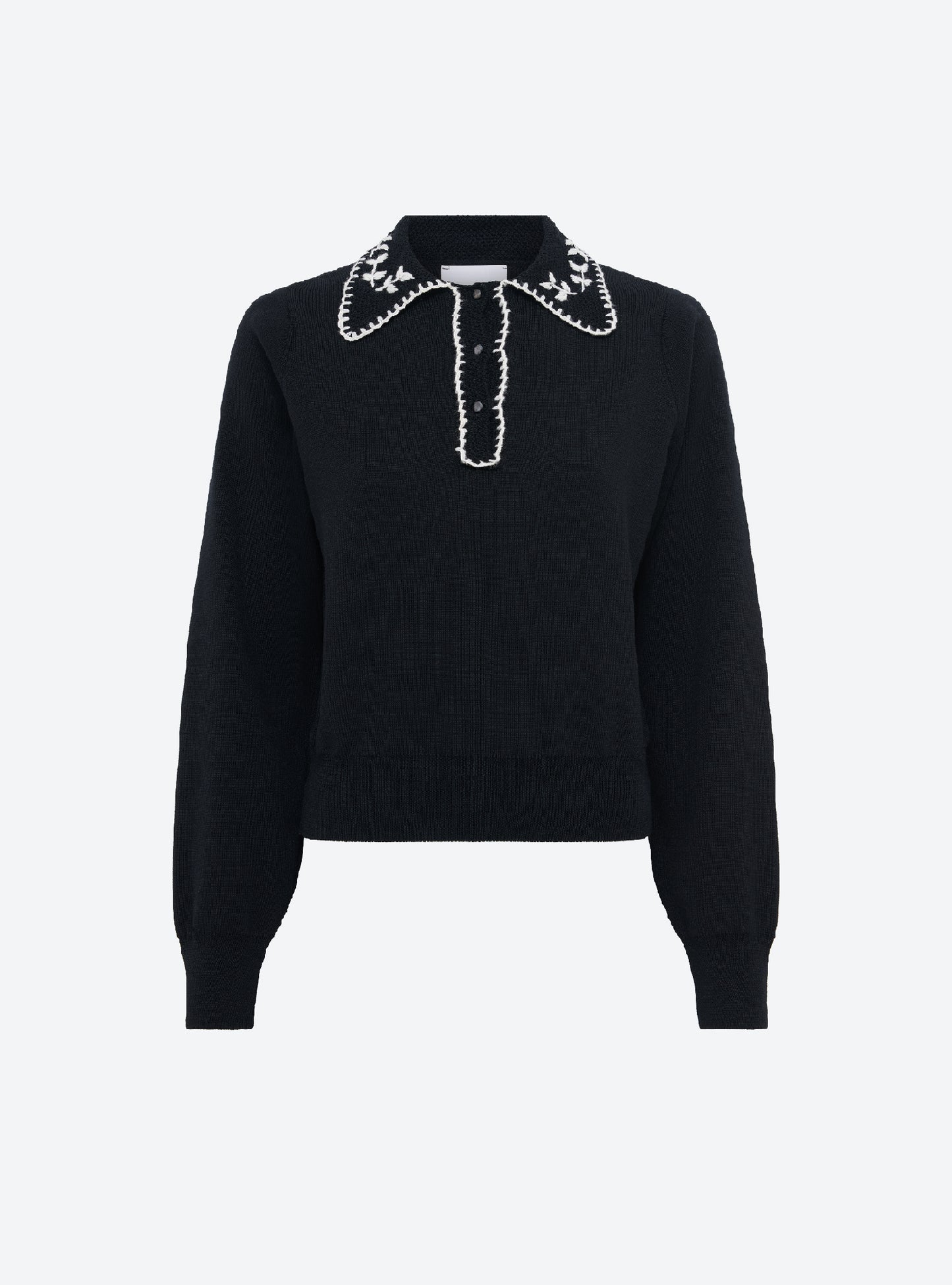 Chemise maille brodée main Noir Profond Naturel - Molli