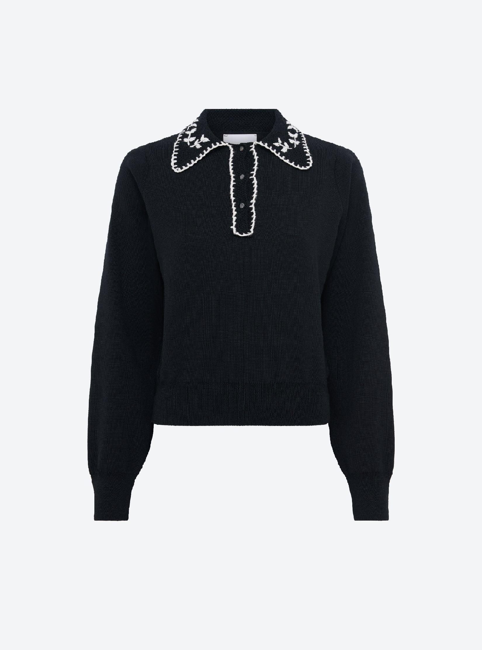 Chemise maille brodée main Noir Profond Naturel - Molli