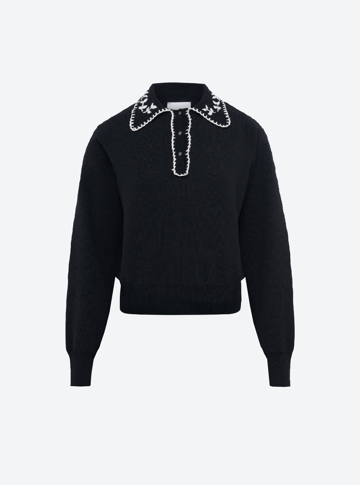 Chemise maille brodée main Noir Profond Naturel - Molli