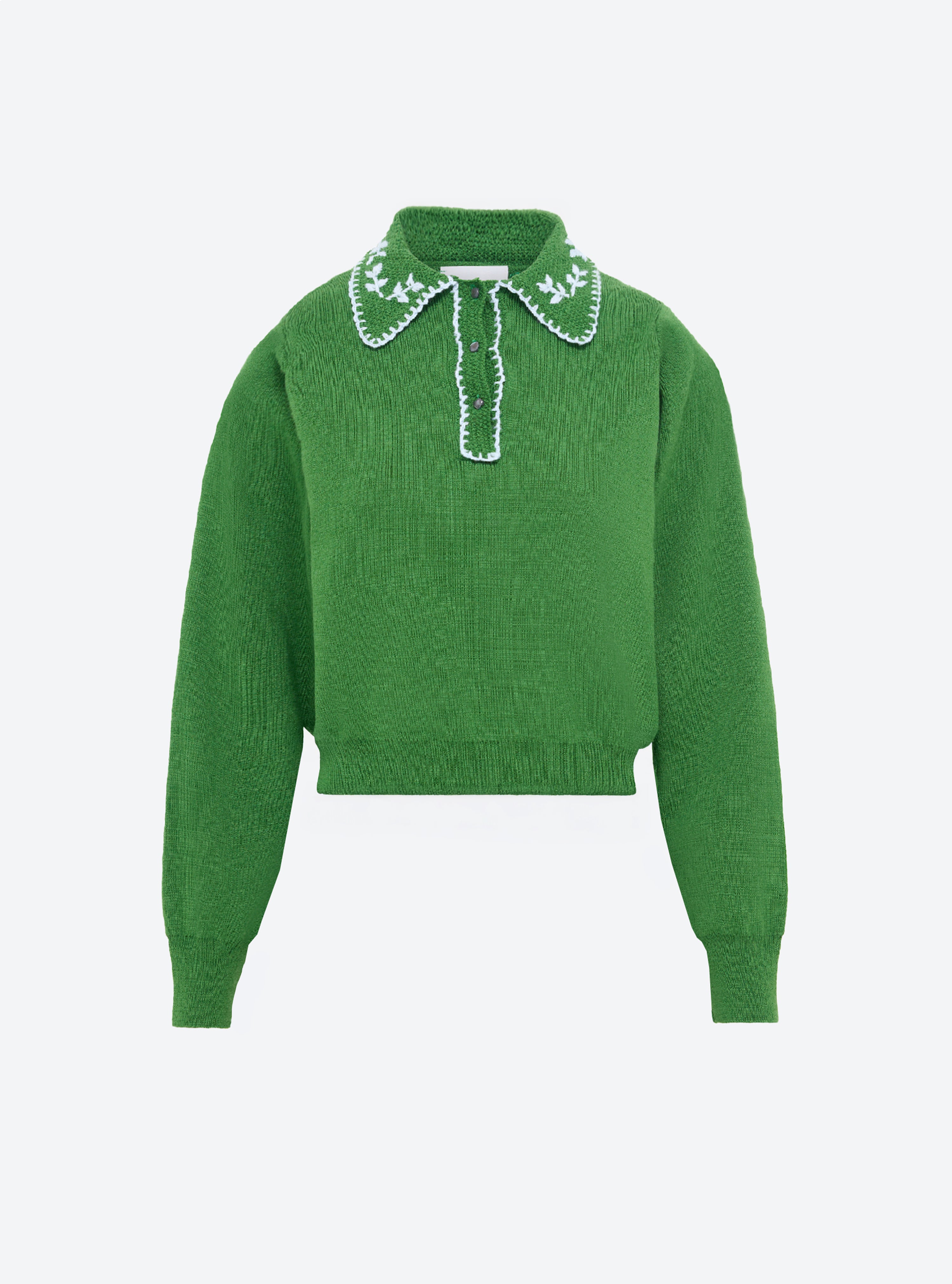 Chemise maille brodée main Matcha Ciel - Molli