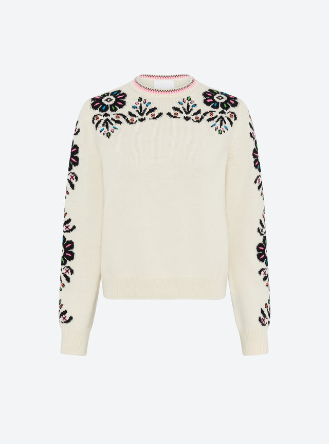 knit top with hand-embroidered flowers - Image principale
