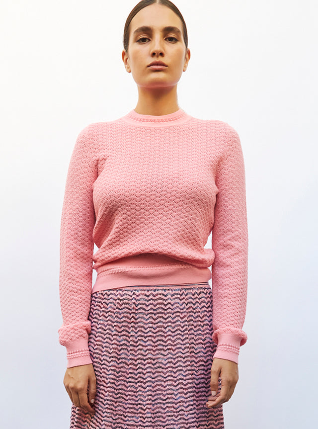 straight top in pointelle knit - Image principale