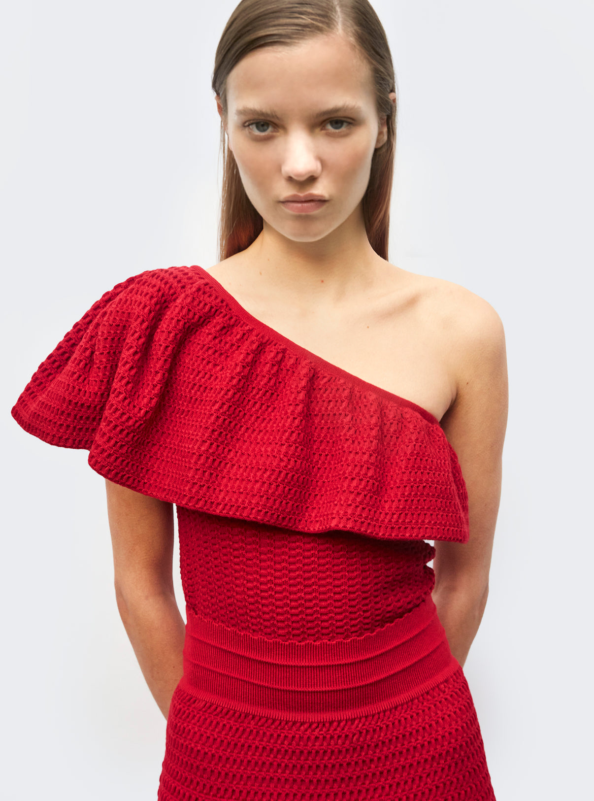 One shoulder en maille smockée - Vêtements de luxe femme