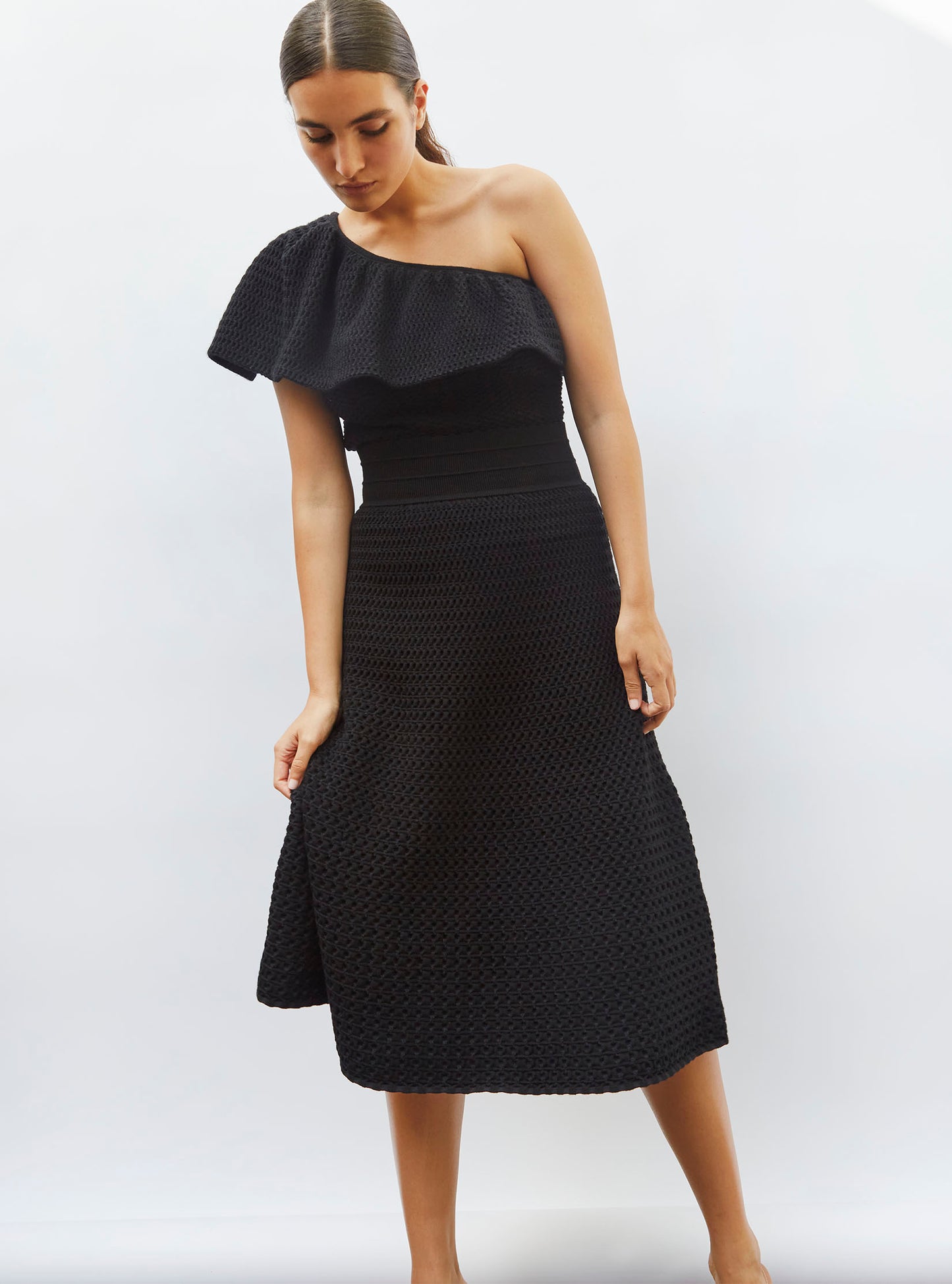 One shoulder en maille smockée - Vêtement en maille de luxe Molli