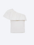 One shoulder smocked knit top