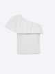 One shoulder smocked knit top