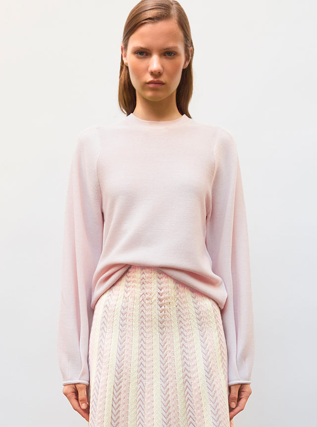 round-collared top with pleated cuffs - Image principale