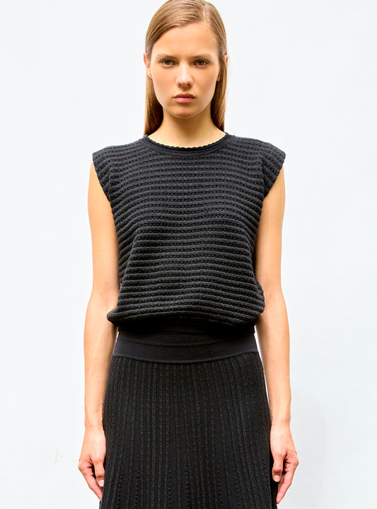 Top maille bijou Noir Profond - Tops de luxe