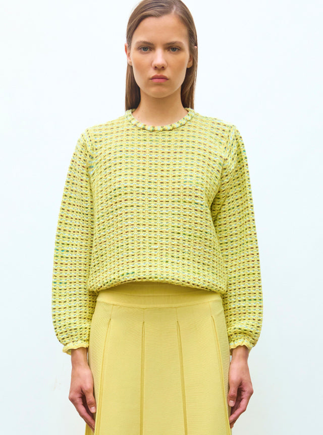 round-collared top in tweed knit - Image principale