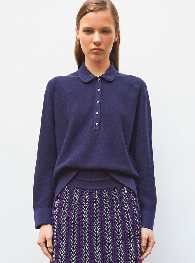 knit shirt with rick rack-edged collar - Image principale