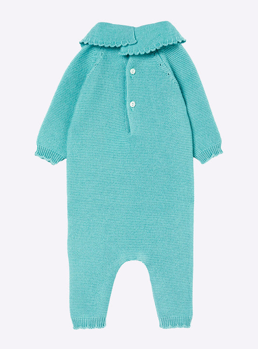 baby sleepsuit with scalloped collar