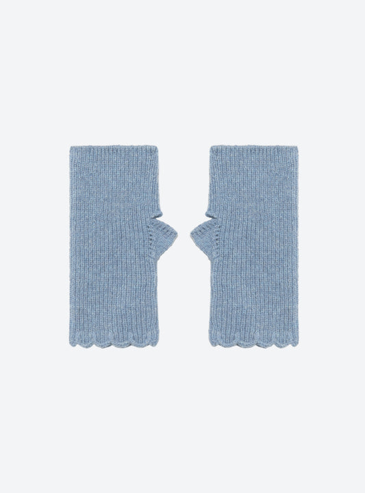 Mitianes en maille torsadée denim - Accessoire en maille de luxe Molli
