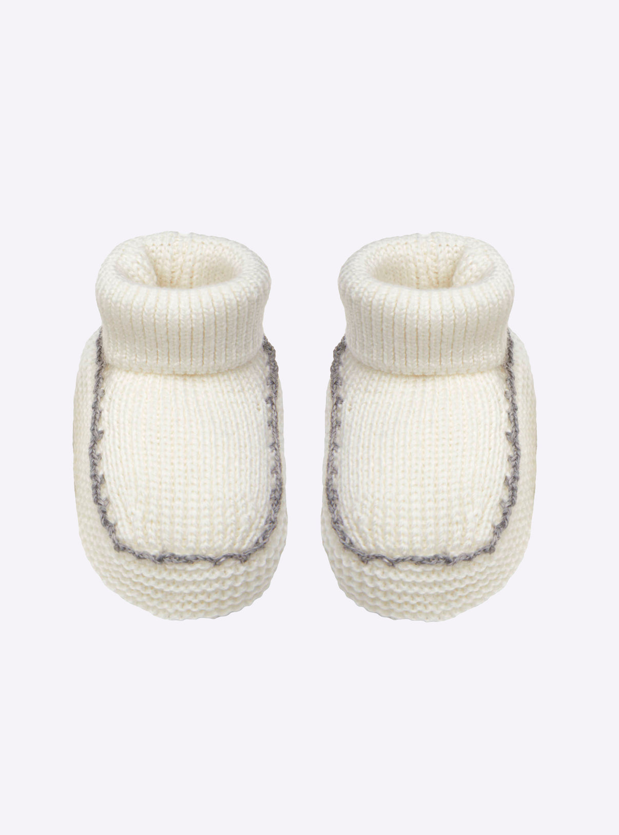 Chaussons à finitions crochet Milk Flanelle - Vêtement Bébé en maille fine