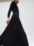 Robe de luxe femme - Robe maxi maille plissée Noir profond