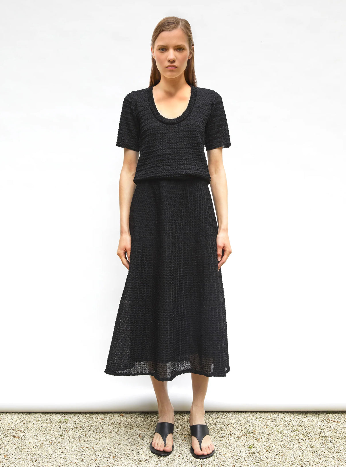 Jupe légère maille organza Noir Profond - Vêtement en maille de luxe Molli