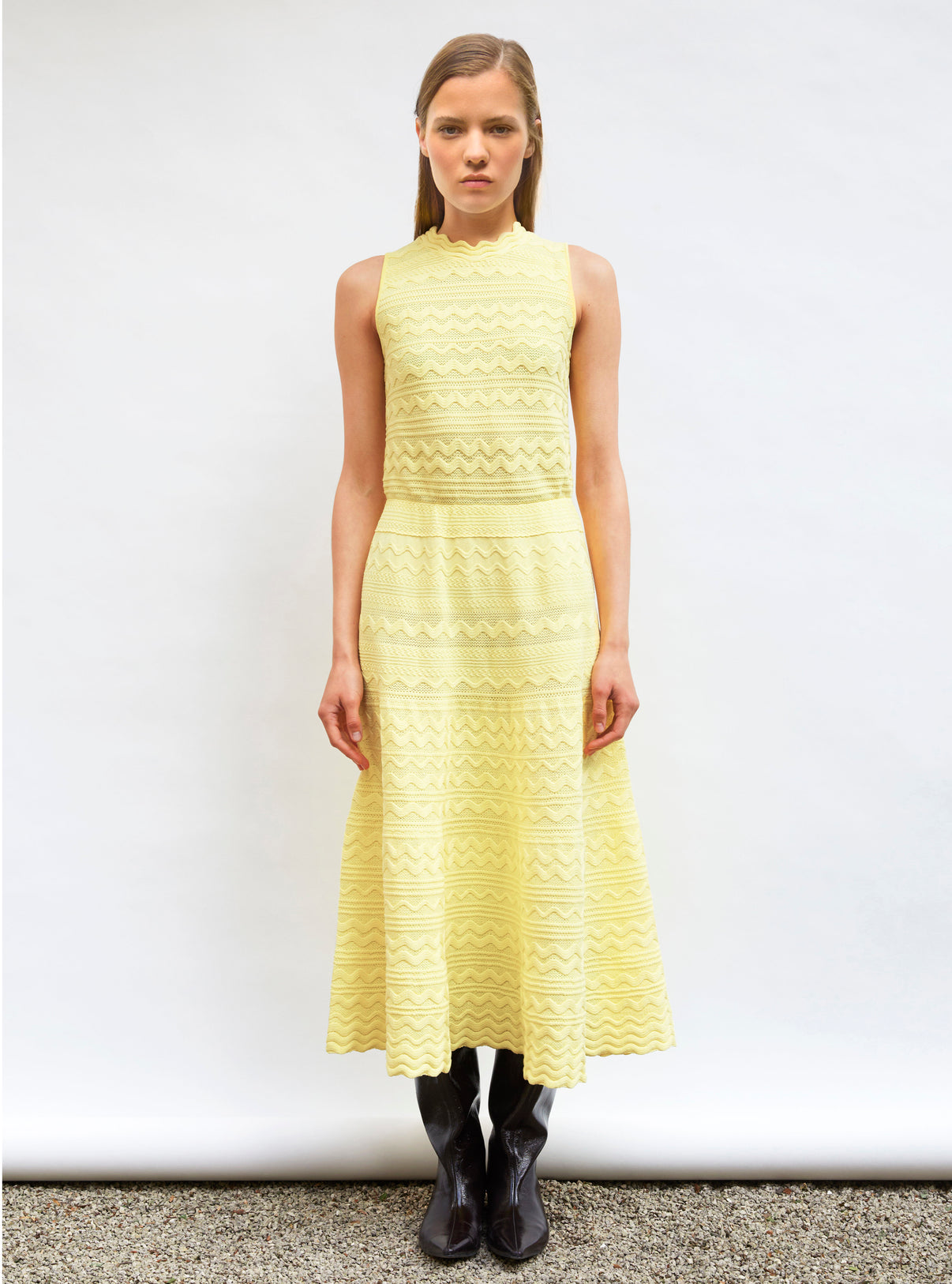Robe longue maille croquet Blé - Vêtement en maille de luxe Molli
