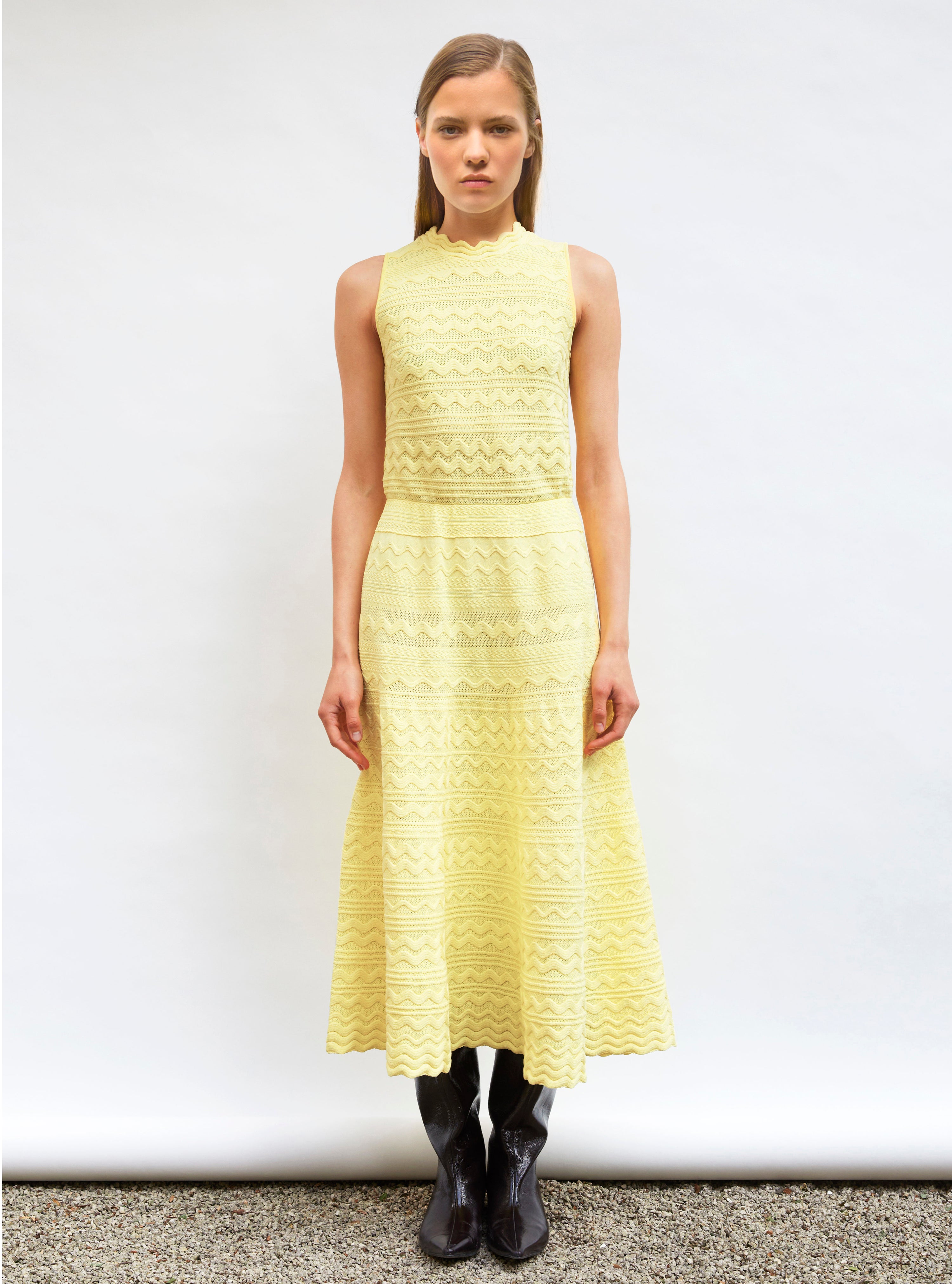 Robe longue maille croquet Blé - Vêtement en maille de luxe Molli