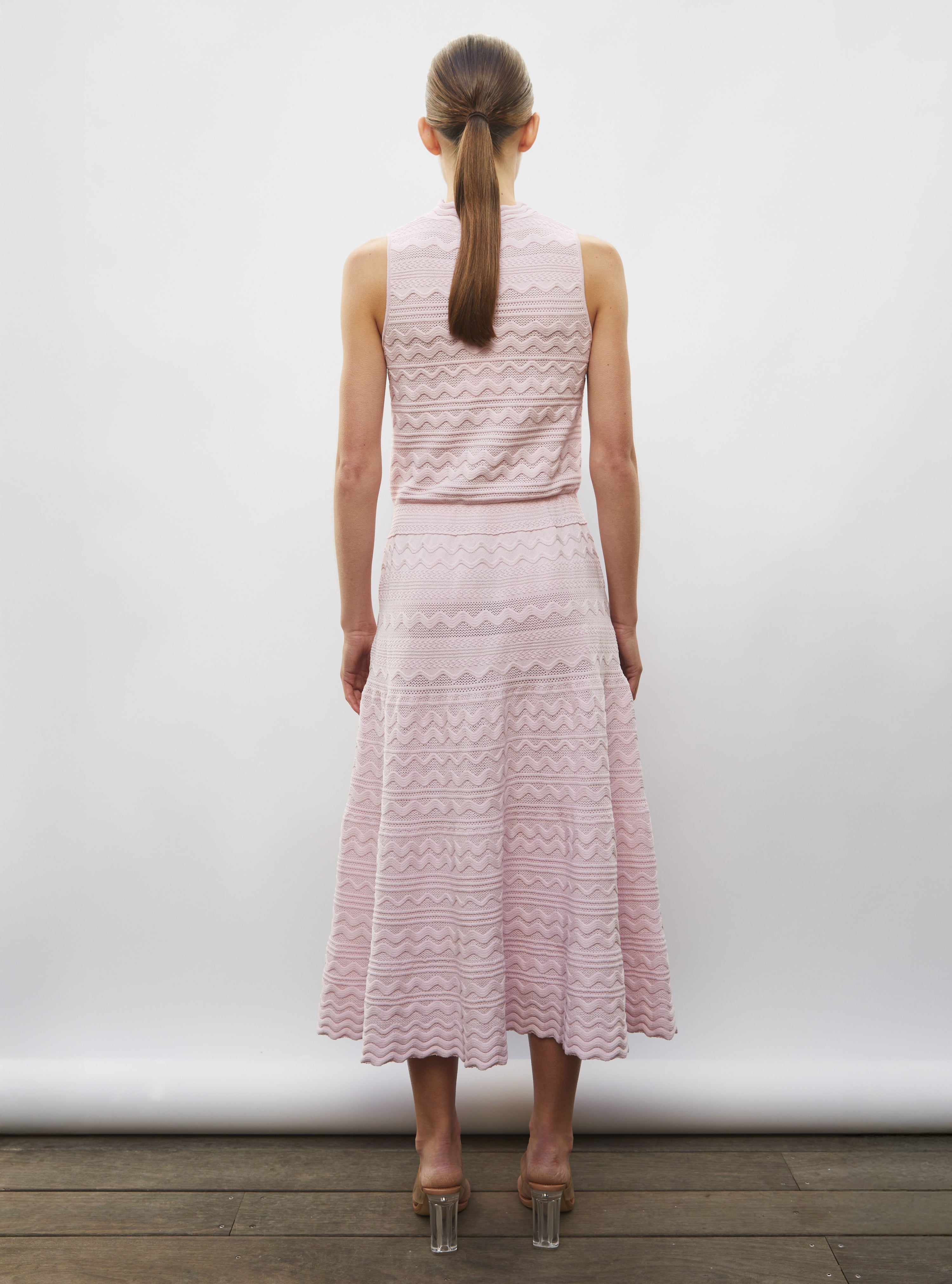 robe longue maille croquet rose doux - vêtement de luxe femme