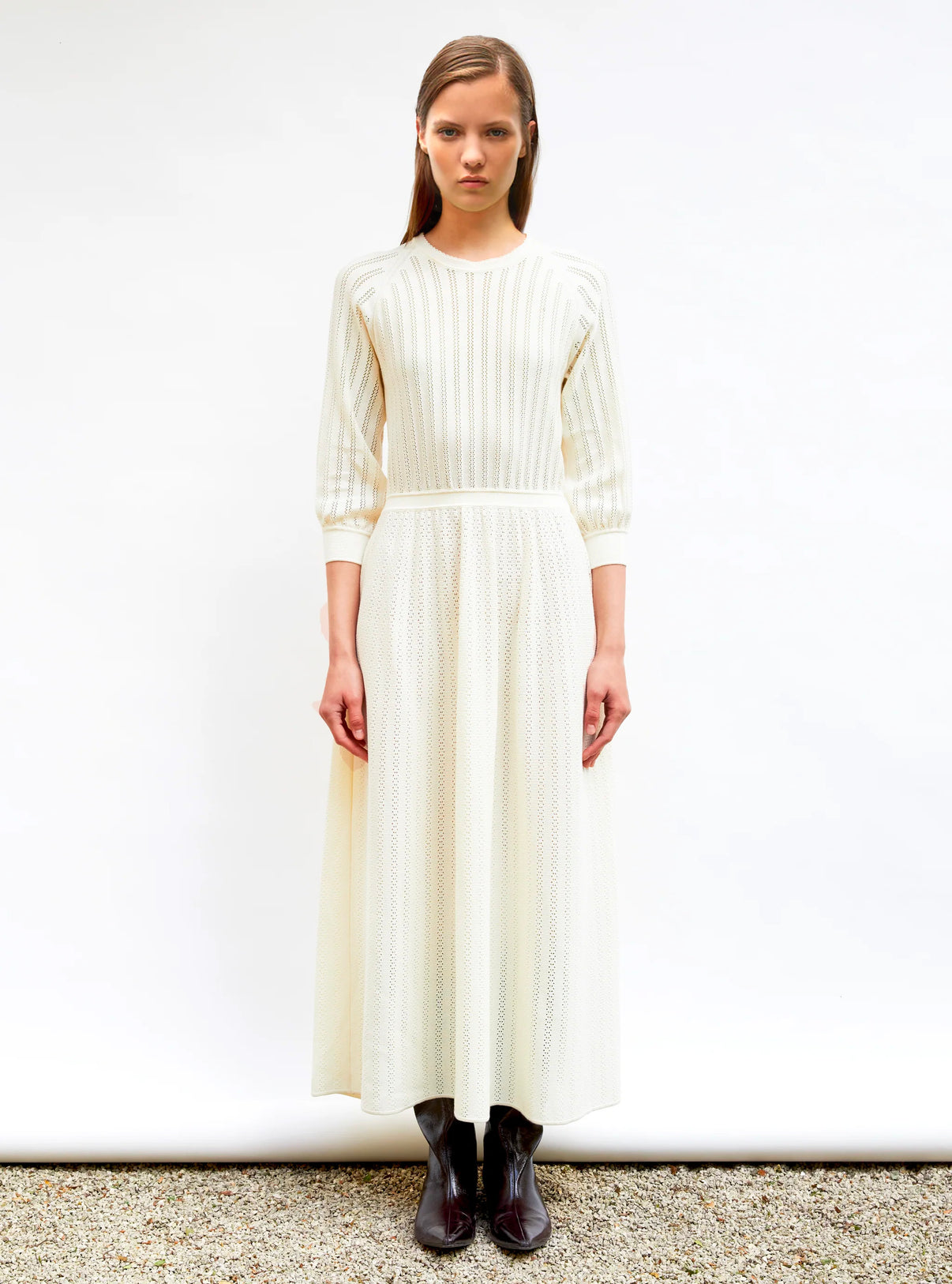Robe légère maille pointelle molli Naturel - Vêtement en maille de luxe Molli