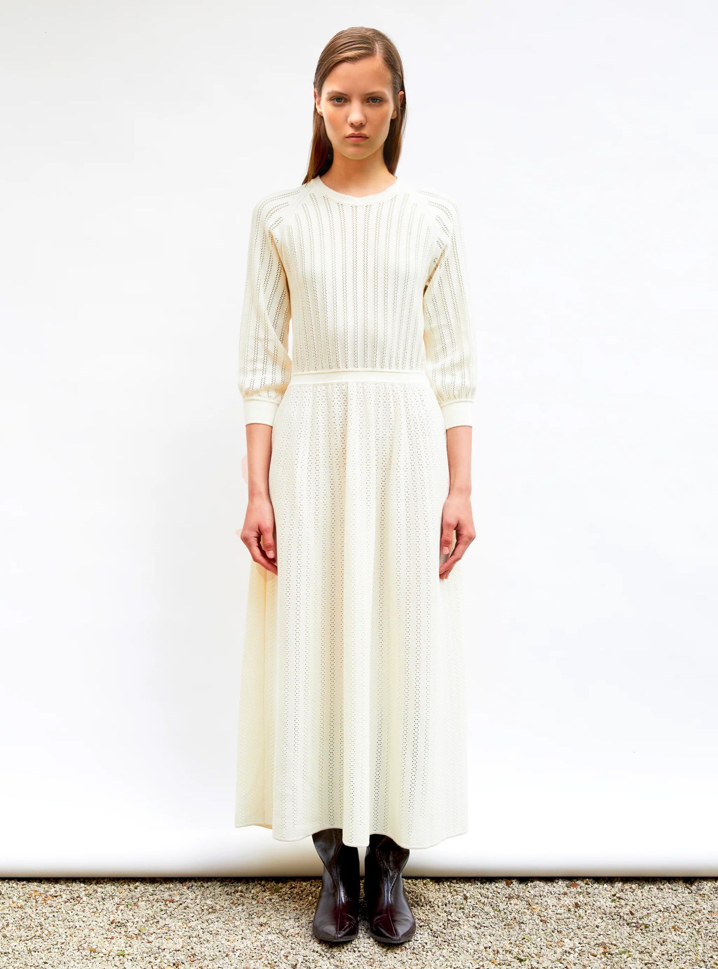 Robe légère maille pointelle molli Naturel - Vêtement en maille de luxe Molli