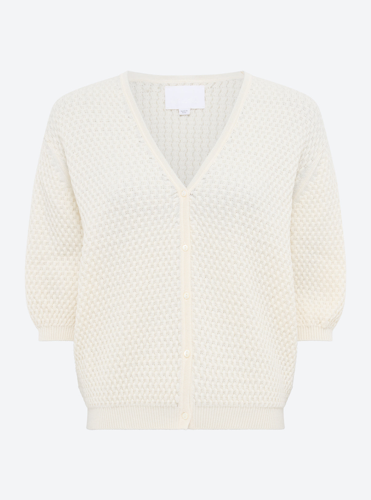 Cardigan en maille de luxe Molli - Cardigan v maille cloquée Naturel