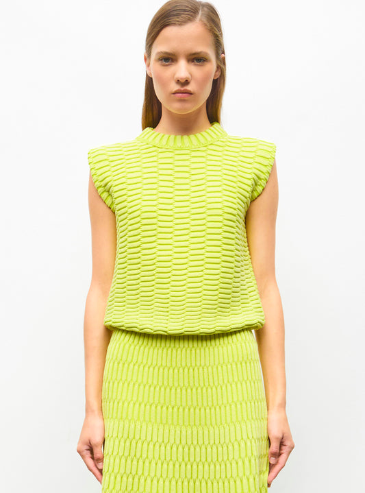 Top maille zellige uni Limoncello - Molli