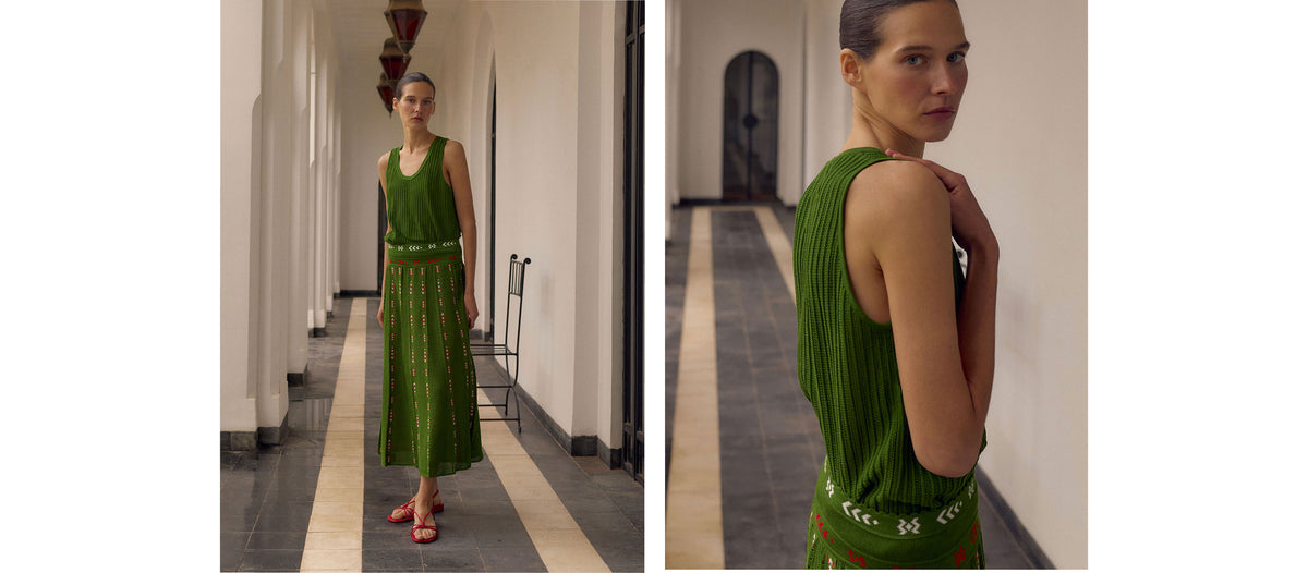 Le matcha selon Molli : total look en maille verte