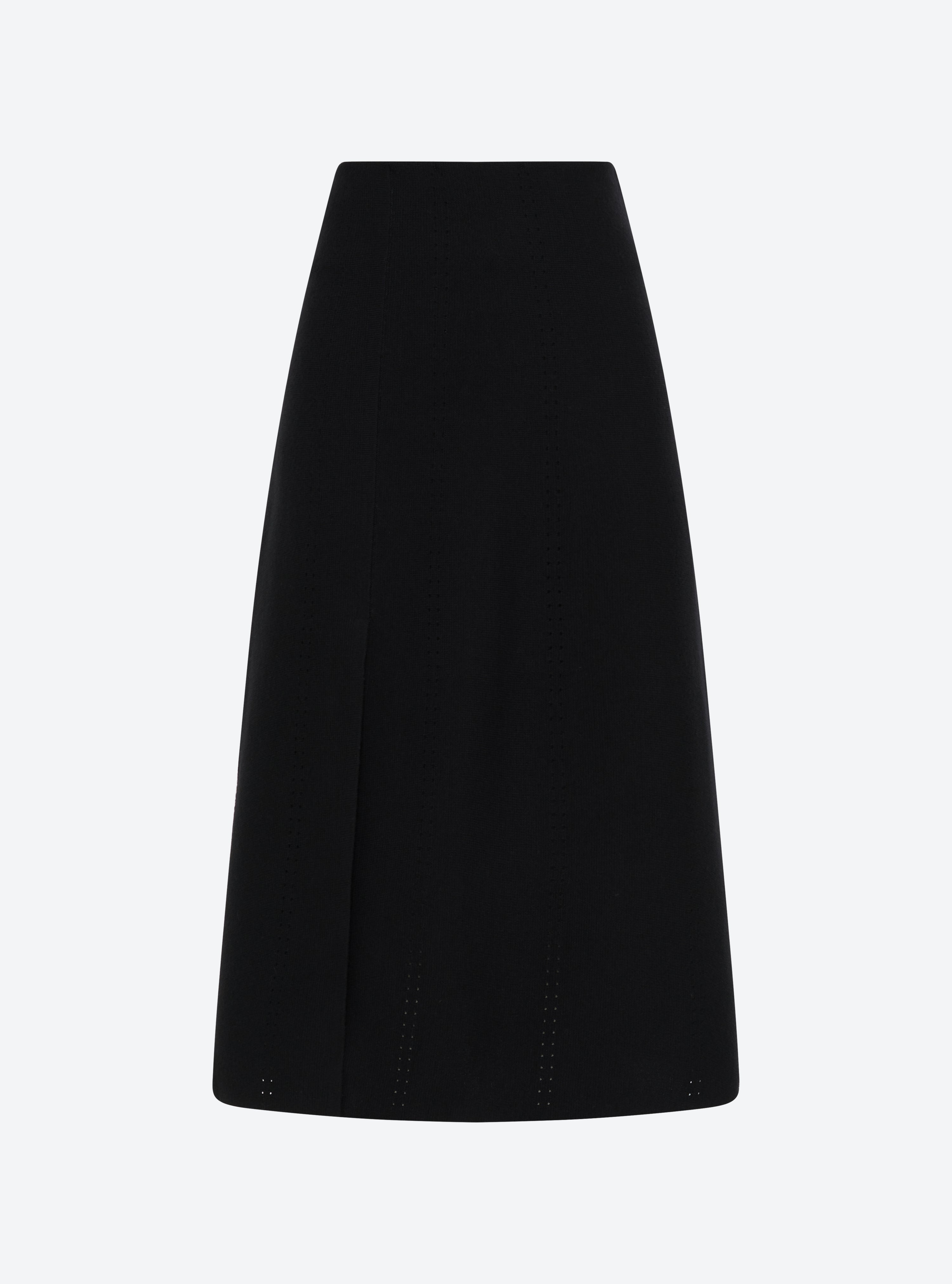 Jupe mi-longue maille fendue Noir profond - Vêtement de luxe femme