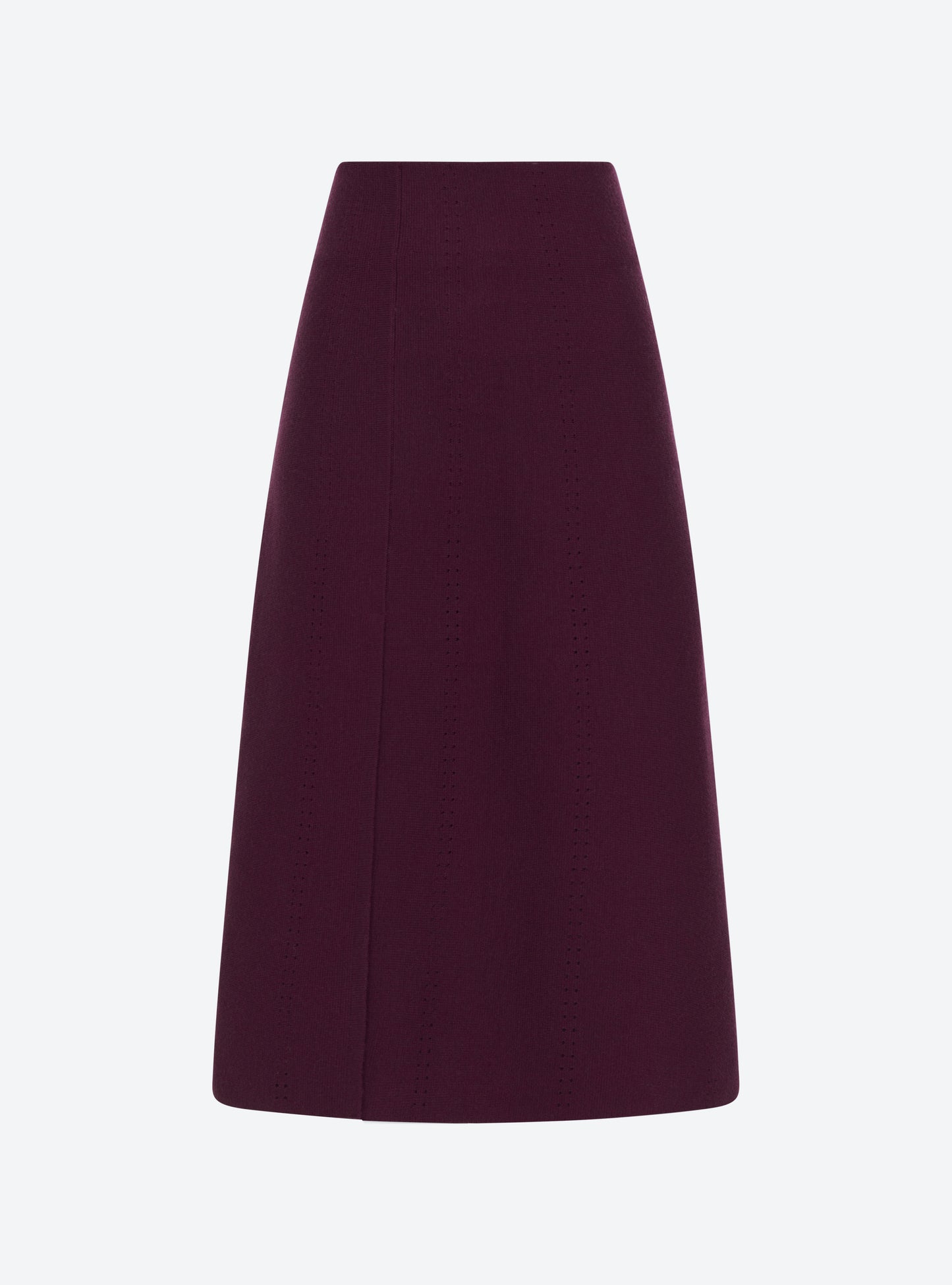 Jupe mi-longue maille fendue prune - Vêtement de luxe femme