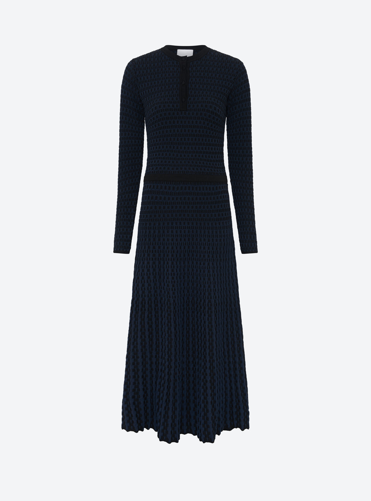 Robe fluide maille cannage noir profond nuit - Robe en maille Molli