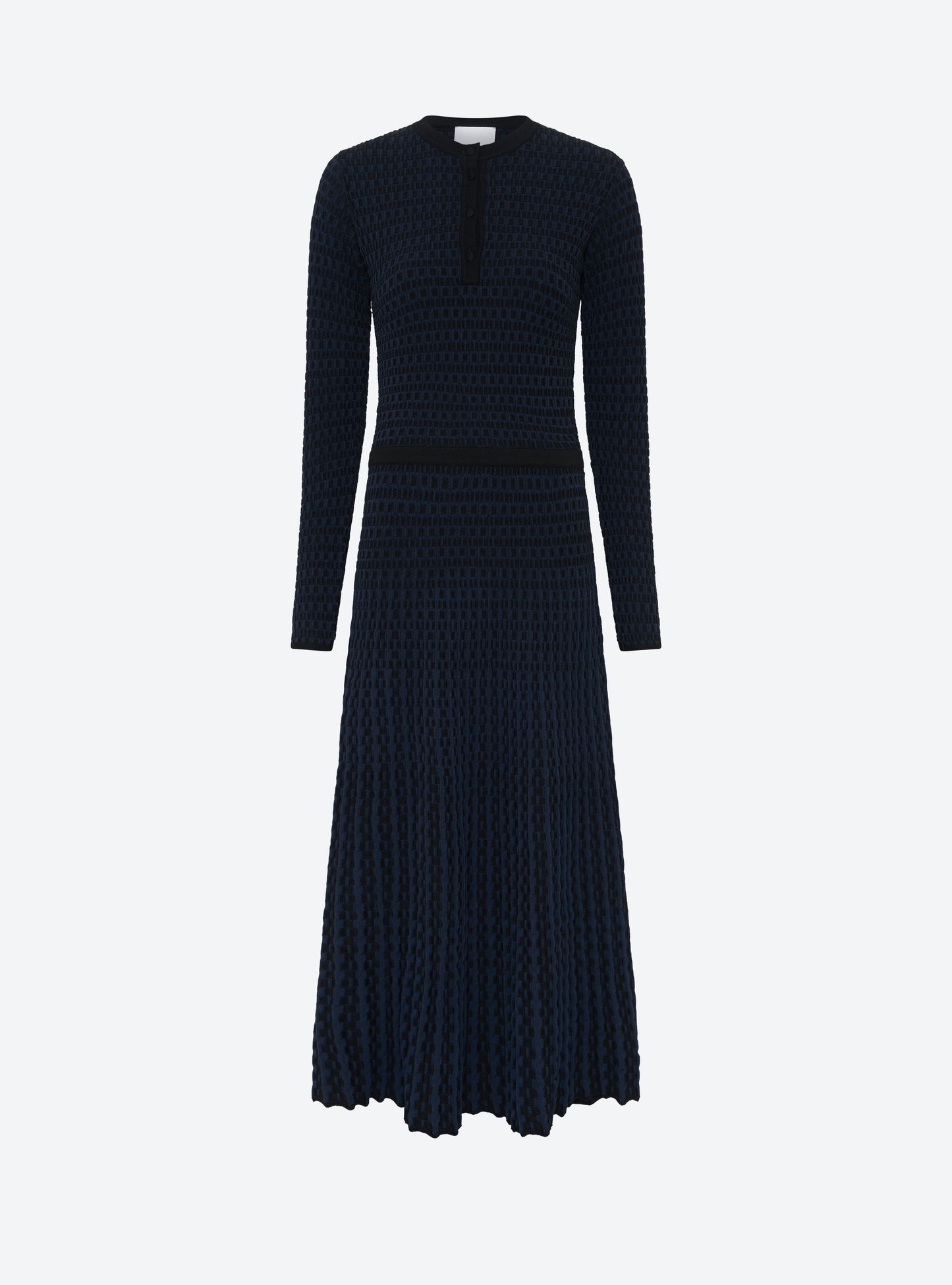 Robe fluide maille cannage noir profond nuit - Robe en maille Molli