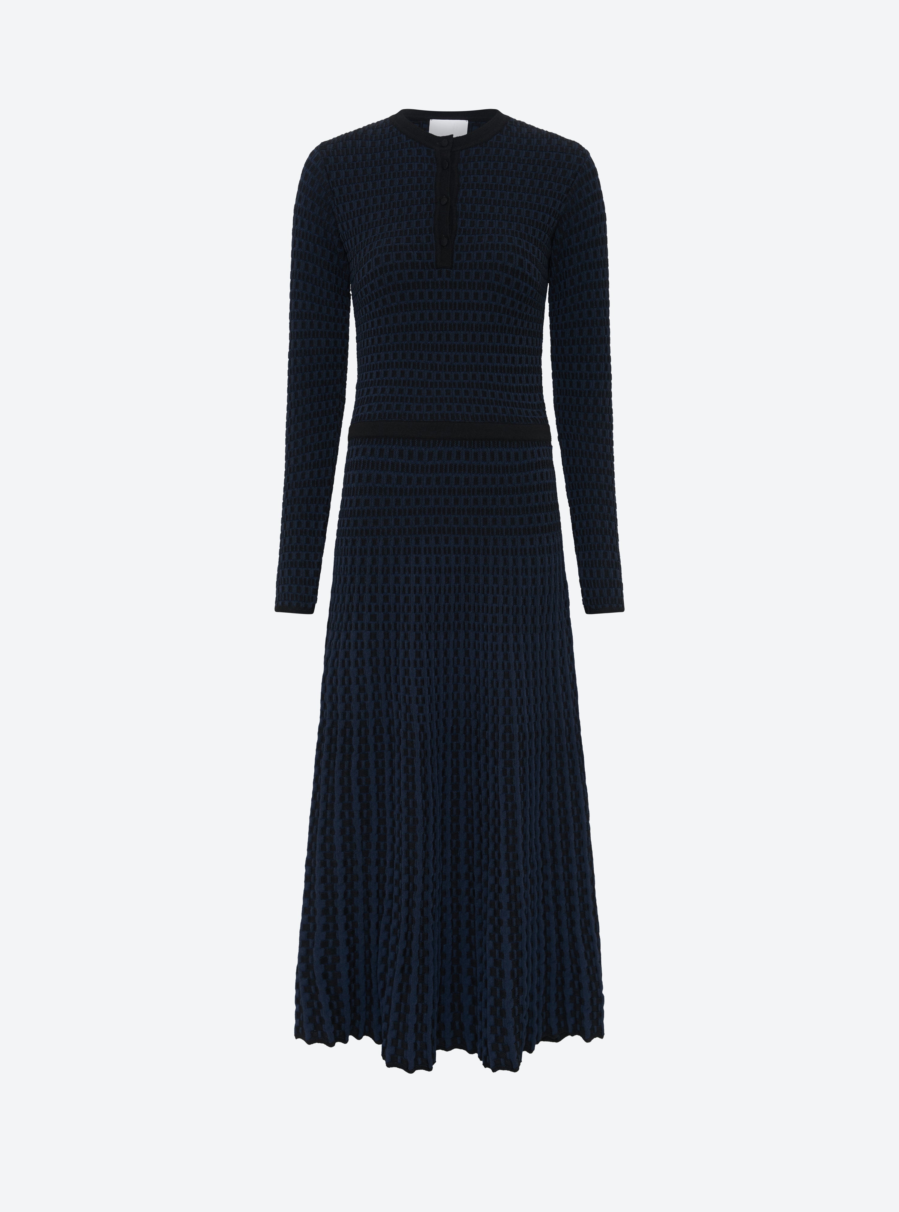 Robe fluide maille cannage noir profond nuit - Robe en maille Molli